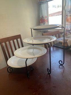 $80, 4 Tier Adjustable Serving Stand with plates