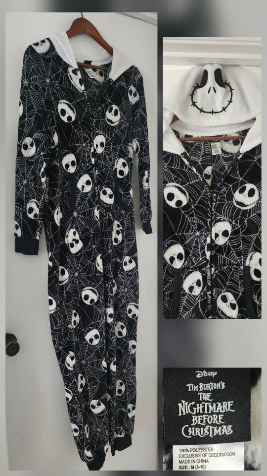 Disney Nightmare Before Christmas Jack Skellington Graphic Suit . One Piece. Sleepwear.
Adult Size Medi