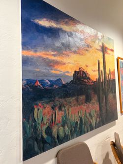 Large Desert Sunset Oil Painting on Canvas