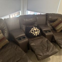 Brown Leather Recliner Couch 