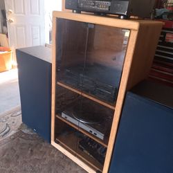 Vintage Stereo w/ Wooden Cabinet 