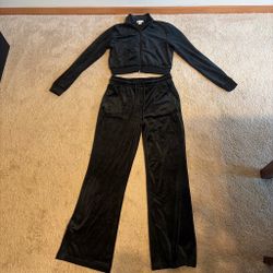 Black Velour Tracksuit Set
