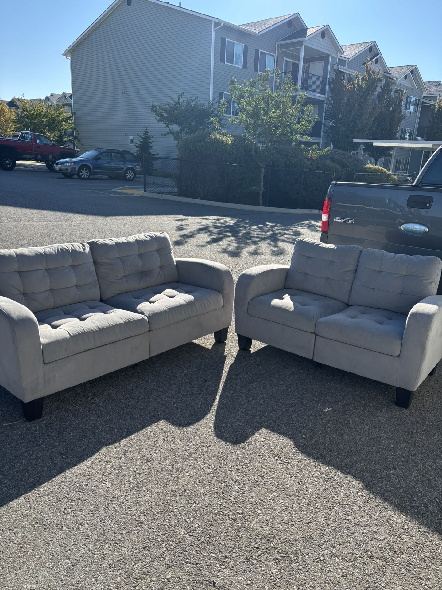 2 Light Gray Couch Set