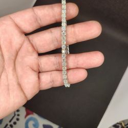 Men's/Women's Tennis Bracelet/Anklet S.925 Silver With VVS1 Moissanite D Color Diamonds 