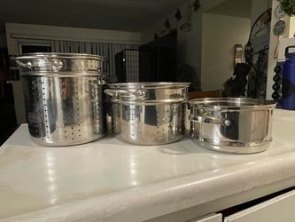 Stainless Steel Pots with Inserts – Set of 3