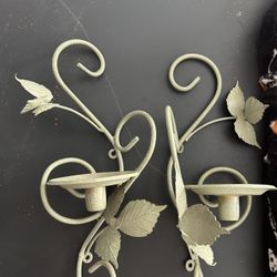 Green Leaf Candle Stick Holders