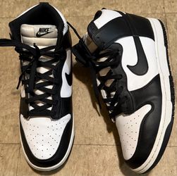 Nike dunk high panda black white high top sneakers size 9.5