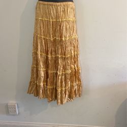 Long Gold Skirt With Yellow Sequins 