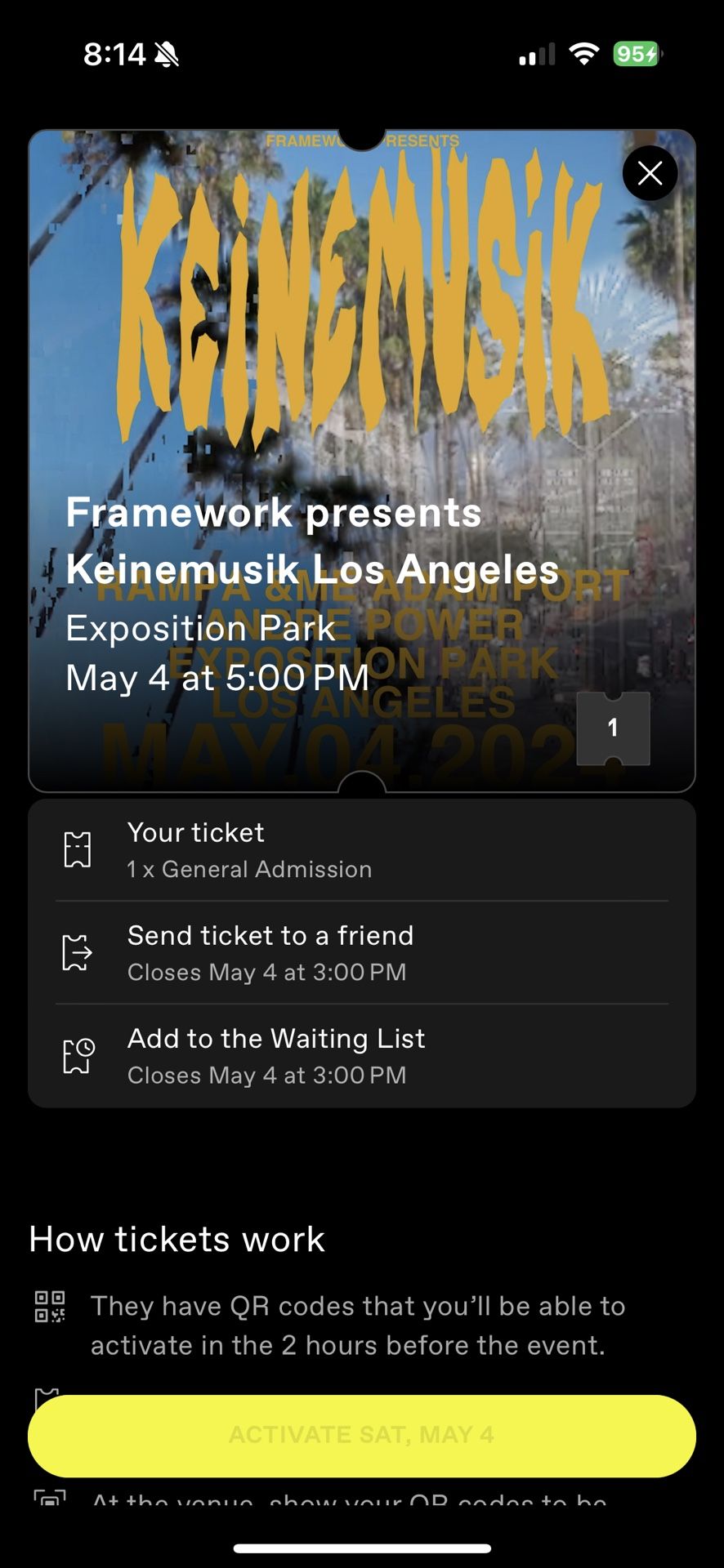 Keinemusik Ticket May 4th