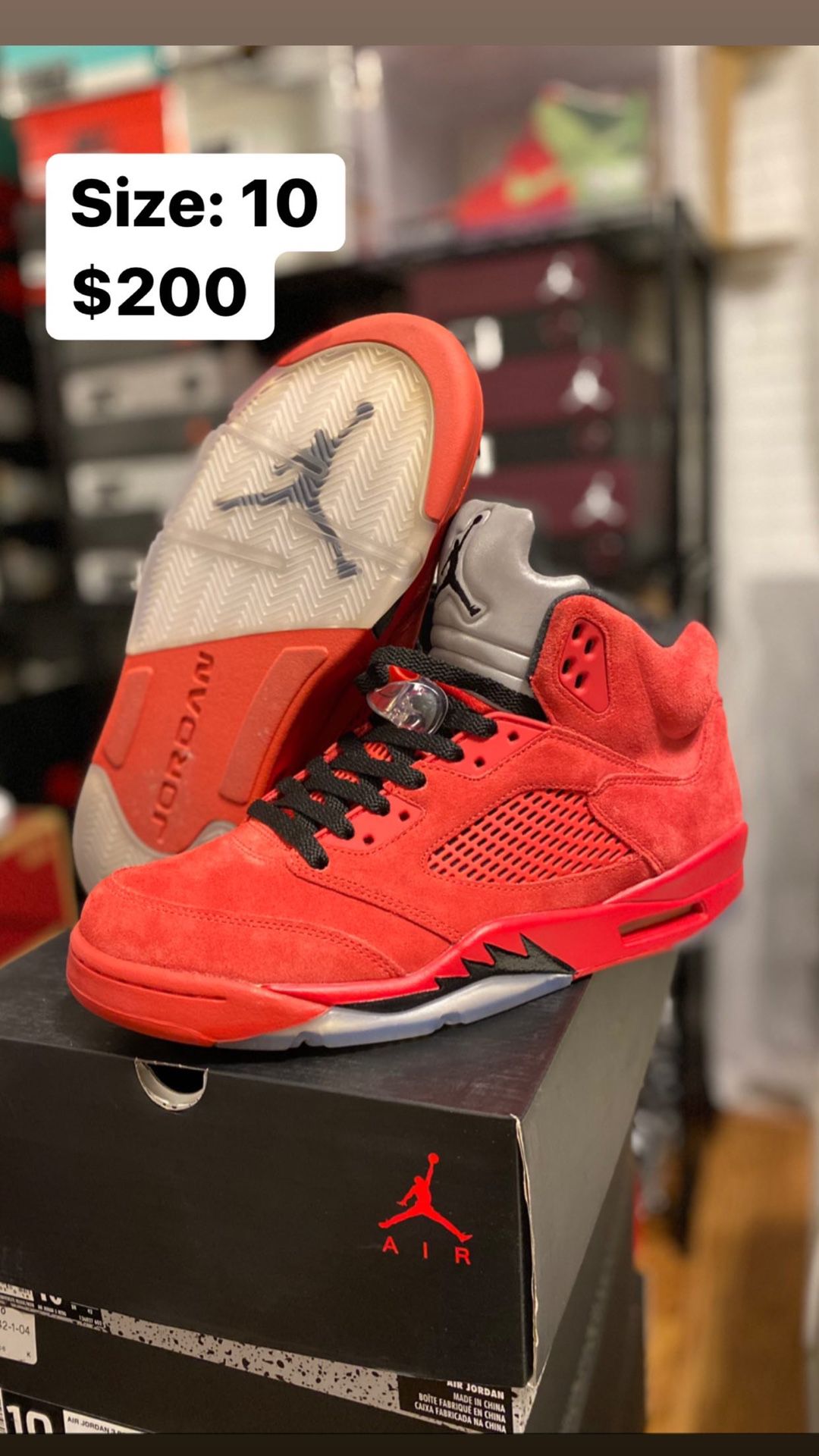 Jordan 5 Retro Red Suade Size 10