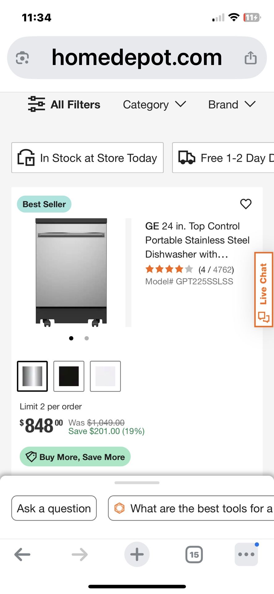 Portable full size dishwasher