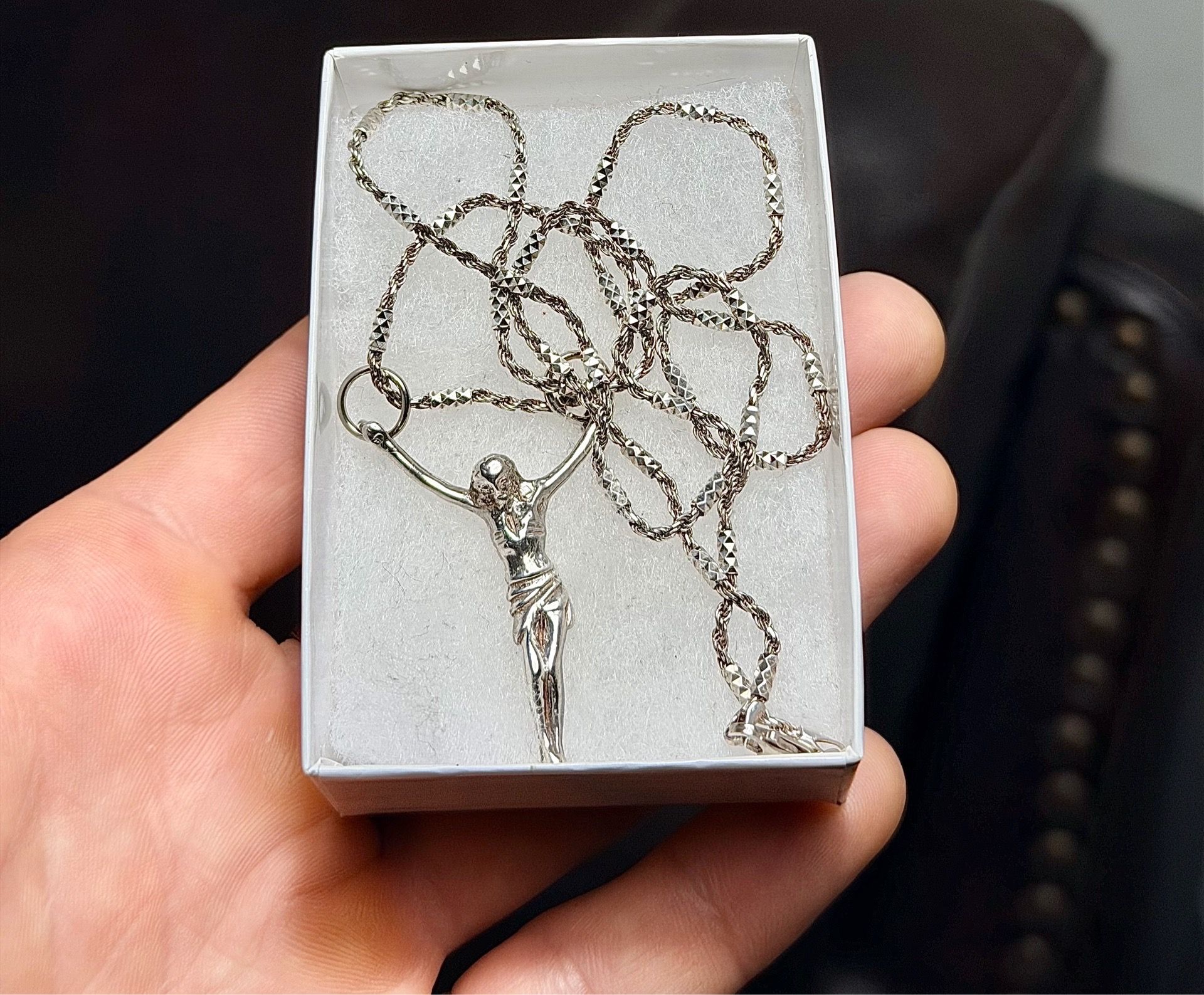 Incredible ๐ !! Unique 925 Sterling silver Jesus pendant + intricate 925 Sterling silver chain necklace !