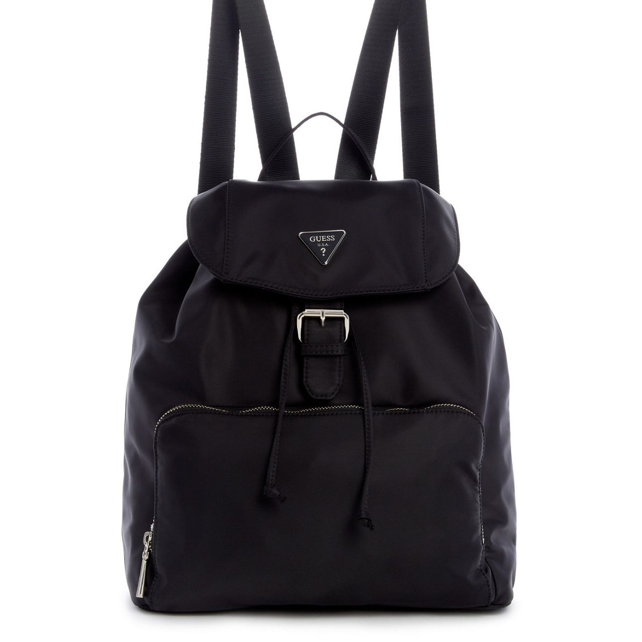 New GUESS Jaxi Large Black Nylon Backpack Gold Hardware $108