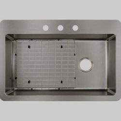 NEW IN BOX Elkay Avenue 33"x 22"x 9" Drop-In/Undermount Single Bowl 18-Gauge Stainless Steel Kitchen Sink (Retail $267)