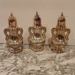 TOWLE Old Master Silver Plated Salt and Pepper Shakers set of 3.