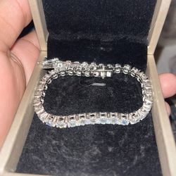 Gra Rated Moissanite Diamonds With Silver Tennis Bracelet