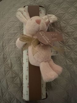 New plush bunny rattle and blanket