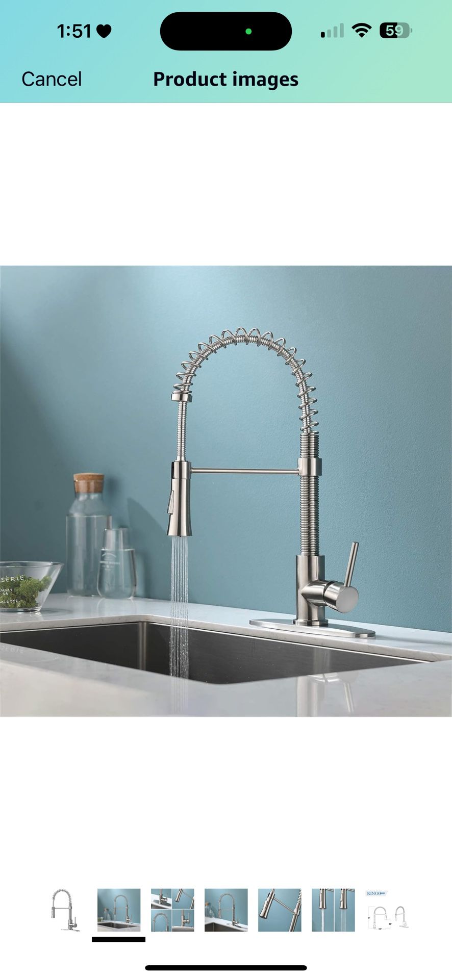 Kitchen Faucet with Pull Down Sprayer, Commercial Utility Stainless Steel High Arc Single Handle Kitchen Sink Faucet with Sprayer Modern Farmhouse Spr