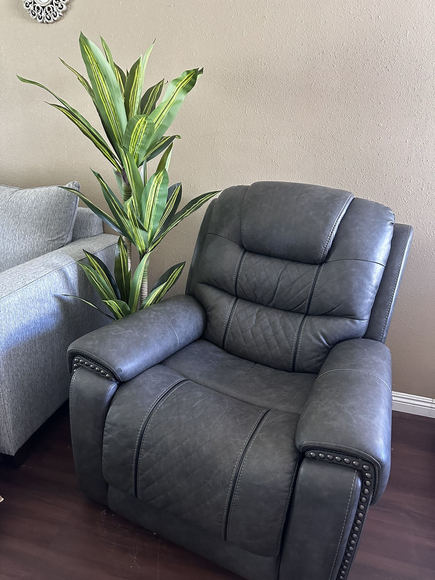 Gray Leather Recliner