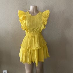 Forever 21 Yellow Ruffle Mini Dress Size S