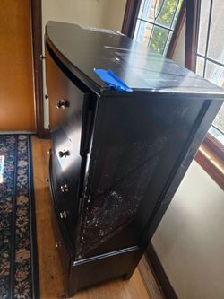 Black Wood Dresser with Multiple Drawers