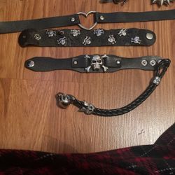 6 Punk Rock Bracelets And One E Girl Heart Choker 