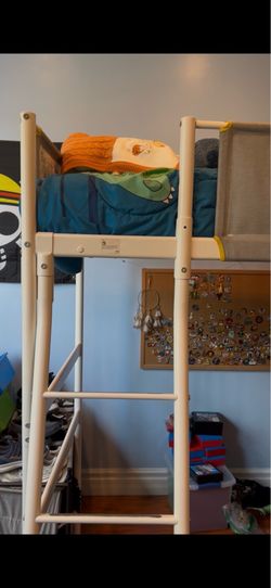 Twin size loft bed with mattress