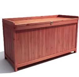 New in box 75 Gallon Wood Deck Box Outdoor Storage Bench For Patio Cushions Pillows Garden Tools And Pool Accessories With Solid Wood