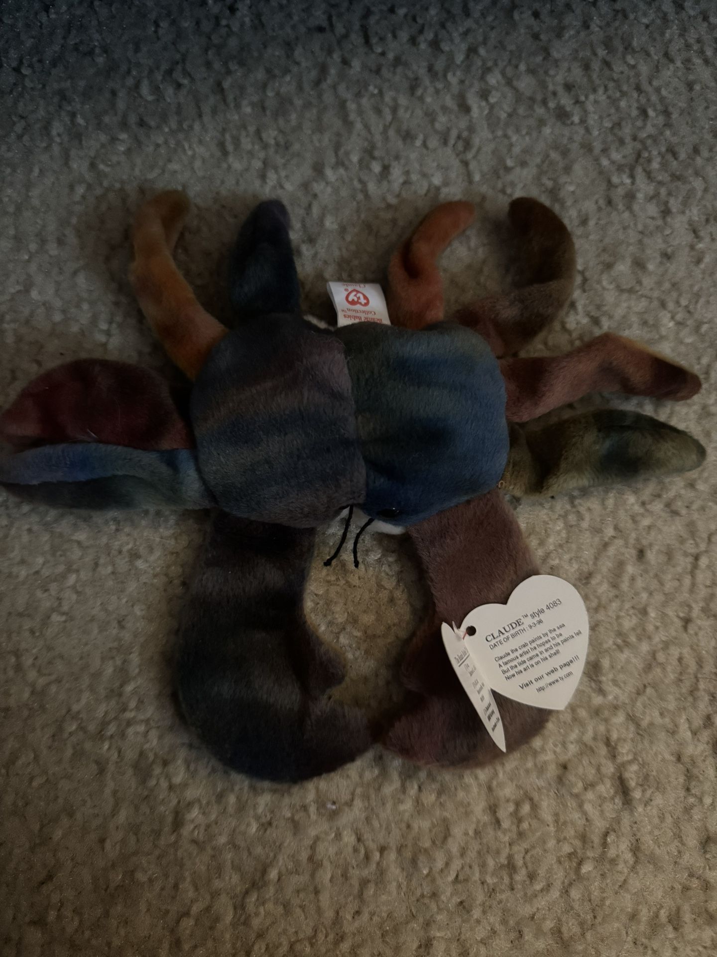 RARE HTF Ty Beanie Baby Claude Crab 1996