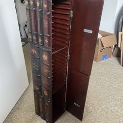 Faux Book CD Storage Cabinet, Hidden Antique Bookcase Style Media Tower, Holds 30 CDs approx.
