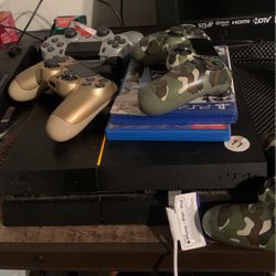 ps4 pro used and 2 controllers and ufc 4