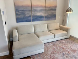 Crate & Barrel Peyton 2-Piece Sectional Sofa w/ Left Arm Chaise Lounge, Champagne (Beige)