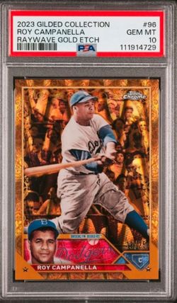 2023 TOPPS GILDED LOS ANGELES DODGERS ROY CAMPANELLA RAYWAVE GOLD ETCH #15/25 PSA 10 🔥