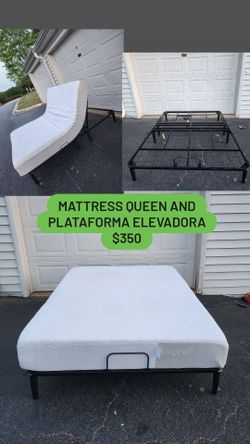 Lift platform with a queen-size mattress and cover.