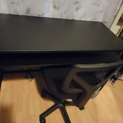 Black Metal Desk With Chair