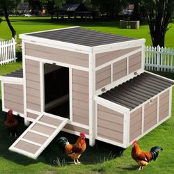 🔥Brand new in Box 🔥56" Large Wooden Chicken Hutch with 6 Nesting Boxes, Outdoor Hen House Chicken Cage(Brown)  💰210$