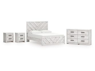 Cayboni Whitewash King Panel Bedroom Set with Dresser and 2 Nightstands (Online Special Price)