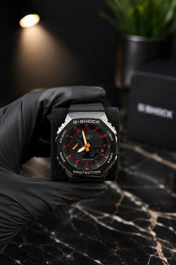 Black and red stainless steel g shock mod