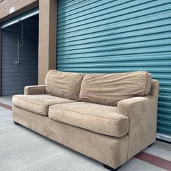 Contemporary Beige Microsuede 3-Seater Sofa •FREE DELIVERY•