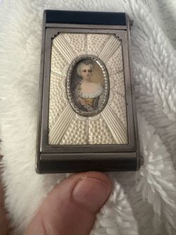 Vintage Mirror Pill Box With Lipstick