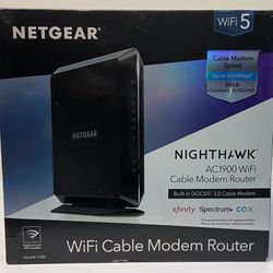 NETGEAR Nighthawk AC1900 C7000-100NAS Wifi Cable Modem Router DOCSIS 3.0 (New Open Box)/(#943)