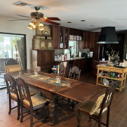 Real Antique Table & 6 Chairs. 