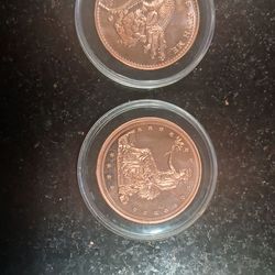 2 Sealed 1oz Copper Rounds – Alligator + Trade Dollar