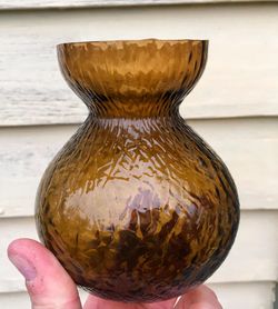 Kastrup mid century brown wrinkled art glass vase made in Denmark Danish modern !