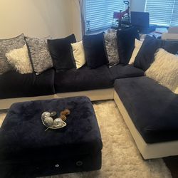 white & blue sectional 