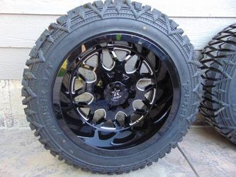 New 20X12 Black RBP ATOMIC Rims LT 33 12.50 20 M/T Tires 6Lug -44MM Offset