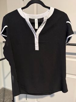 Black Short Sleeve Henley Top