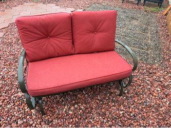 Outdoor furniture glider rocking love seat with cushions