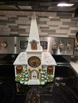 Christmas Village Church Ceramic Figurine