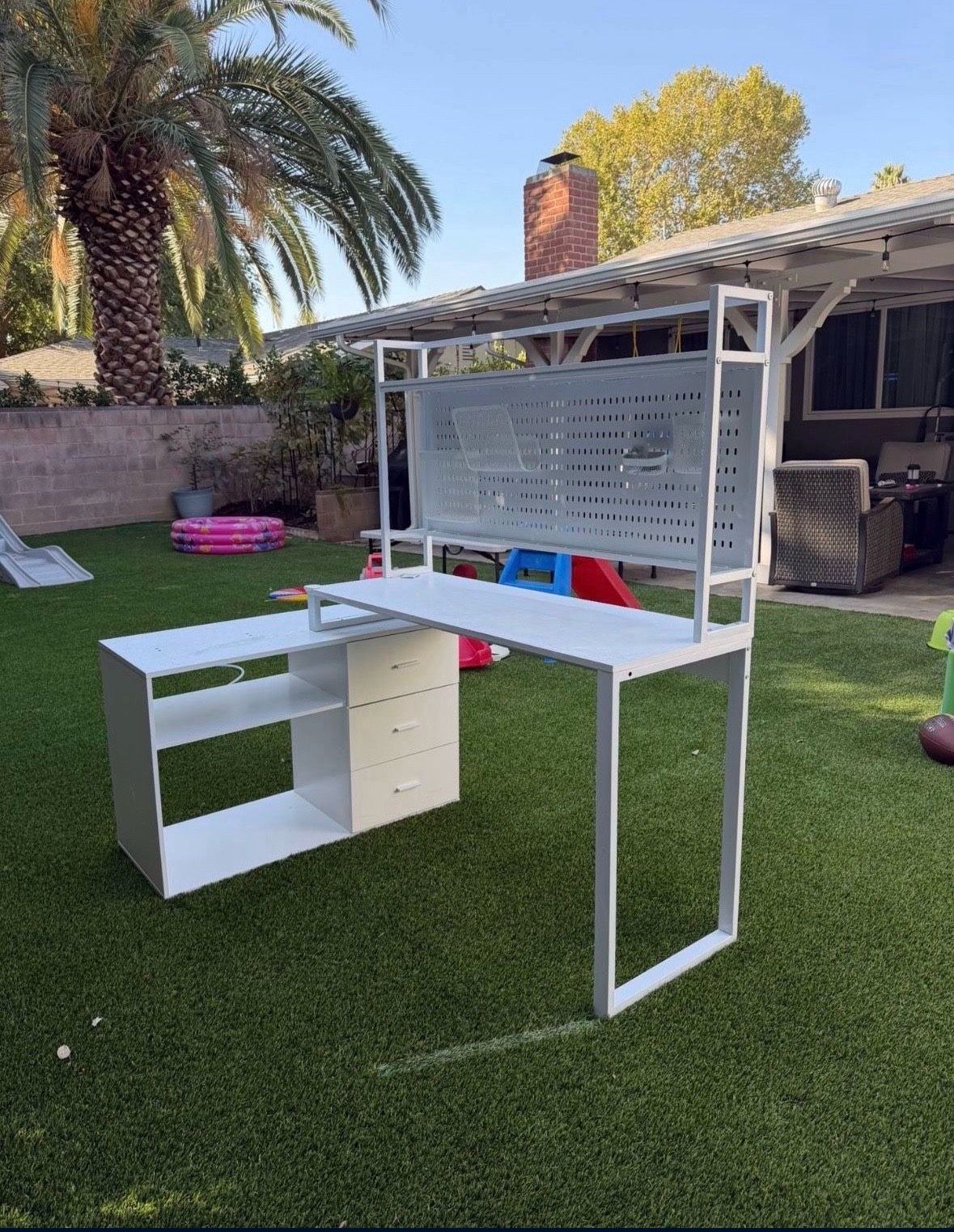 Corner Office Desk With Peg Board